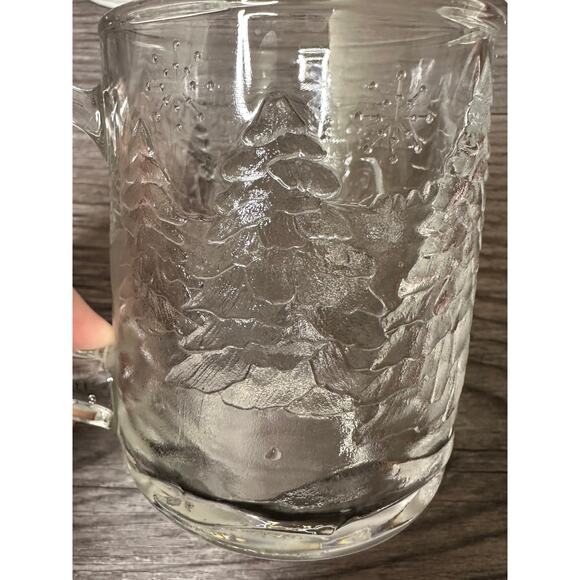 Luminarc USA Heavy Clear 3D Glass House Christmas Mugs 10 oz Set of 4 Vtg 80's - Picture 6 of 15